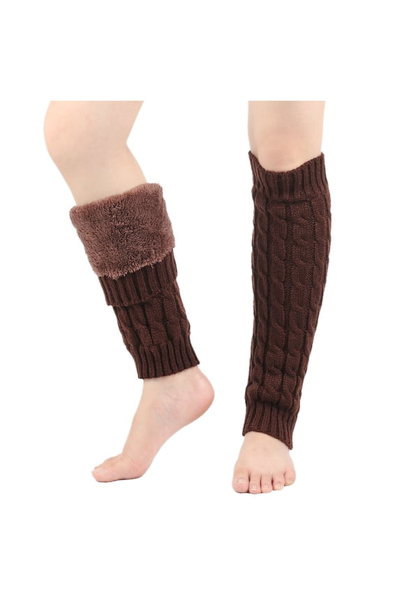 Men's and Women's Winter Cable Knit Leg Warmer,Plush Lined Over Knee Socks with Ribbed Design,Thickened Wool Blend Boot Socks for Cold Weather,Stretchy Thermal Leg Cover,Unisex Knitted Leg Protection