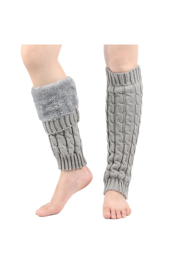 Men's and Women's Winter Cable Knit Leg Warmer,Plush Lined Over Knee Socks with Ribbed Design,Thickened Wool Blend Boot Socks for Cold Weather,Stretchy Thermal Leg Cover,Unisex Knitted Leg Protection