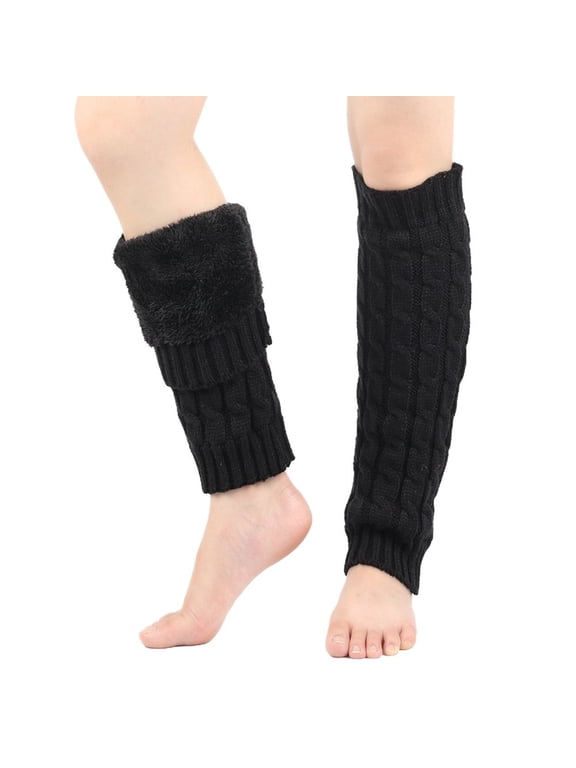 Men's and Women's Winter Cable Knit Leg Warmer,Plush Lined Over Knee Socks with Ribbed Design,Thickened Wool Blend Boot Socks for Cold Weather,Stretchy Thermal Leg Cover,Unisex Knitted Leg Protection