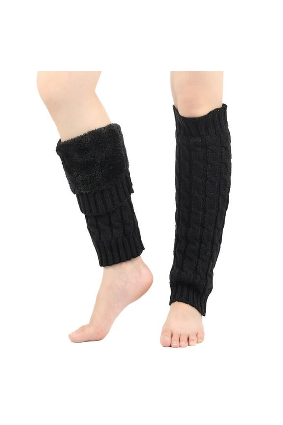 Men's and Women's Winter Cable Knit Leg Warmer,Plush Lined Over Knee Socks with Ribbed Design,Thickened Wool Blend Boot Socks for Cold Weather,Stretchy Thermal Leg Cover,Unisex Knitted Leg Protection