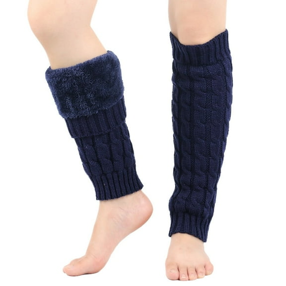 Men's and Women's Winter Cable Knit Leg Warmer,Plush Lined Over Knee Socks with Ribbed Design,Thickened Wool Blend Boot Socks for Cold Weather,Stretchy Thermal Leg Cover,Unisex Knitted Leg Protection