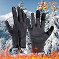 thumbnail image 1 of Men's and Women's Winter Cycling Gloves, Windproof Thermal Insulated Gloves, Non-Slip Palm Grip, Touchscreen Compatible, 3 Color Options, Cold Weather Bike Gloves - Grey, 1 of 3