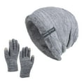 thumbnail image 1 of Men's and Women's Winter Knit Hat and Gloves Set, Thermal Fleece Lined Snowproof Ear Protection, Thickened Warm Two-Piece Set for Snowy Weather, Cold Weather Accessories for Outdoor Sports Grey, 1 of 7