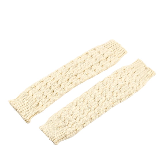 Men's and Women's Winter Knit Leg Warmers,Thickened Thermal Boot Toppers,Stretchable Cable Knit Sock Covers for Cold Weather, Cozy Foot and Ankle Protection for Boots, Unisex Winter Accessorie Beige