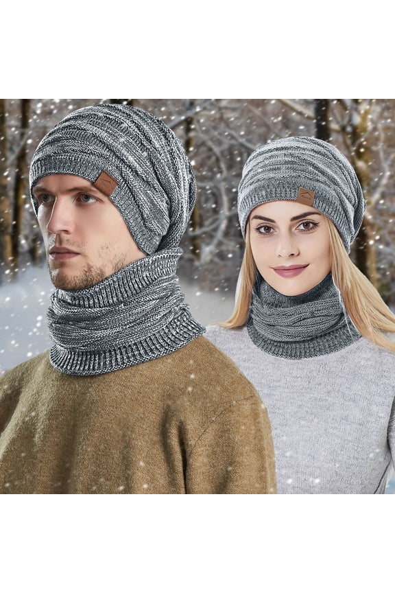 Men's And Women's Winter Knitted Windproof Hood Scarf Coif Winter Knit Hat Warm Hats For Adult Plaid Sleep Hat Rabbit Ears Hat Men Men's Hats Winter Hat Holder Car Cap Snow Men Trapper Trooper Hat Men
