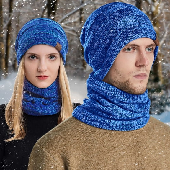 Men's And Women's Winter Knitted Windproof Hood Scarf Coif Winter Knit Hat Warm Hats For Adult Winter Hat with Ears Mens Big Hat Hats for Ears Thermal Retention Hat for Men Mens Insulated Hat Trapper