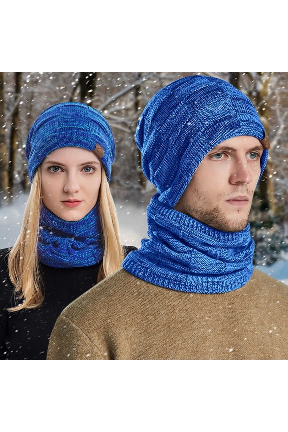 Men's And Women's Winter Knitted Windproof Hood Scarf Coif Winter Knit Hat Warm Hats For Adult Winter Hat with Ears Mens Big Hat Hats for Ears Thermal Retention Hat for Men Mens Insulated Hat Trapper