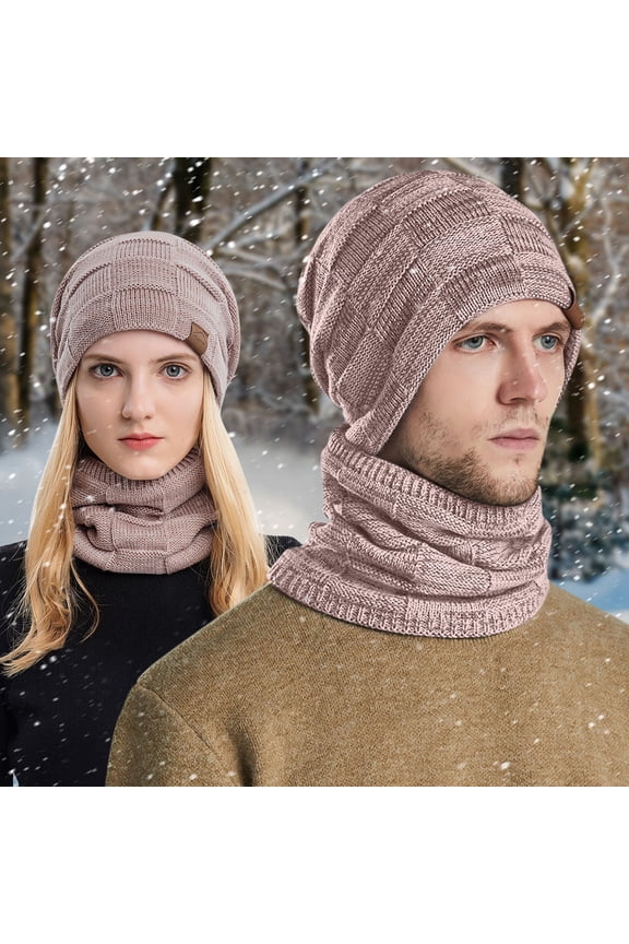 Men's And Women's Winter Knitted Windproof Hood Scarf Coif Winter Knit Hat Warm Hats For Adult Winter Hat with Ears Mens Big Hat Hats for Ears Thermal Retention Hat for Men Mens Insulated Hat Trapper