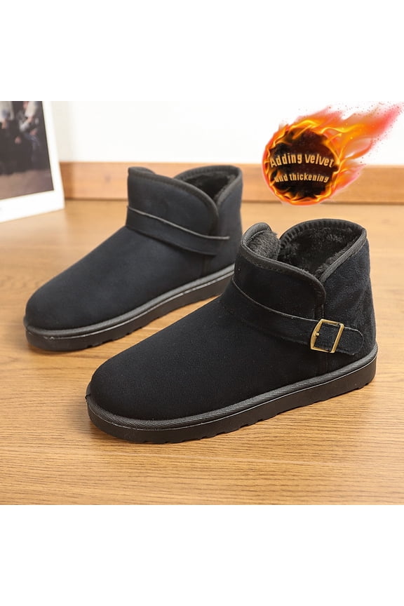 Men's & Women's Winter Snow Boots with Thick Rubber Soles & Padded PU Upper - Short Ankle Strap Elastic Pull-On Booties, Warm for Ice Traction on Snow, Ice, Slush - Unisex Casual Shoes