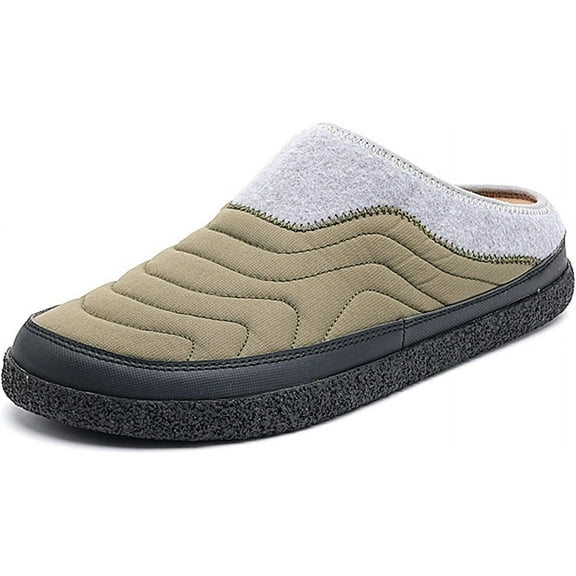 Men's Women's Winter Warm Slippers Waterproof Plush Lined Mules Slip On Indoor Outdoor House Shoes for Winter