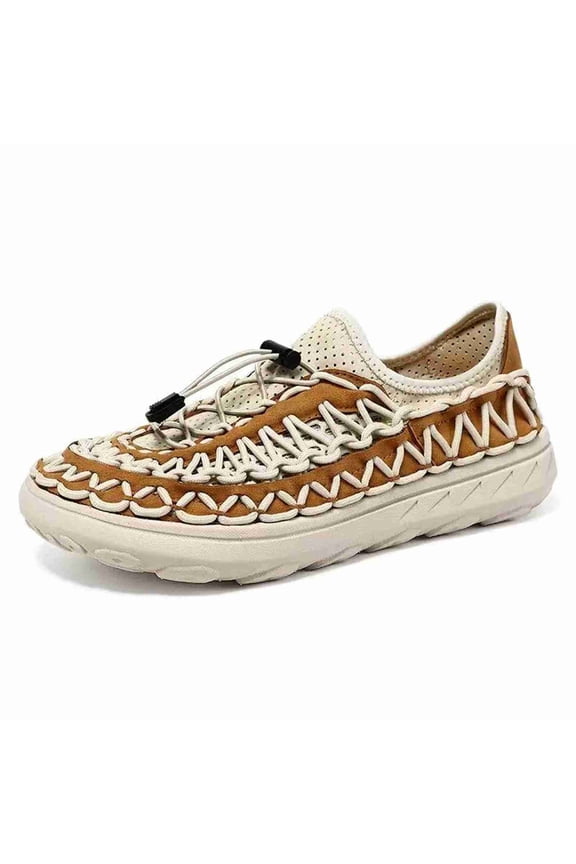 Men's & Women's Woven Breathable Slip-On Shoes, Quick Lace Up Lightweight Casual Sneakers for Outdoor Hiking, With Adjustable Drawstring