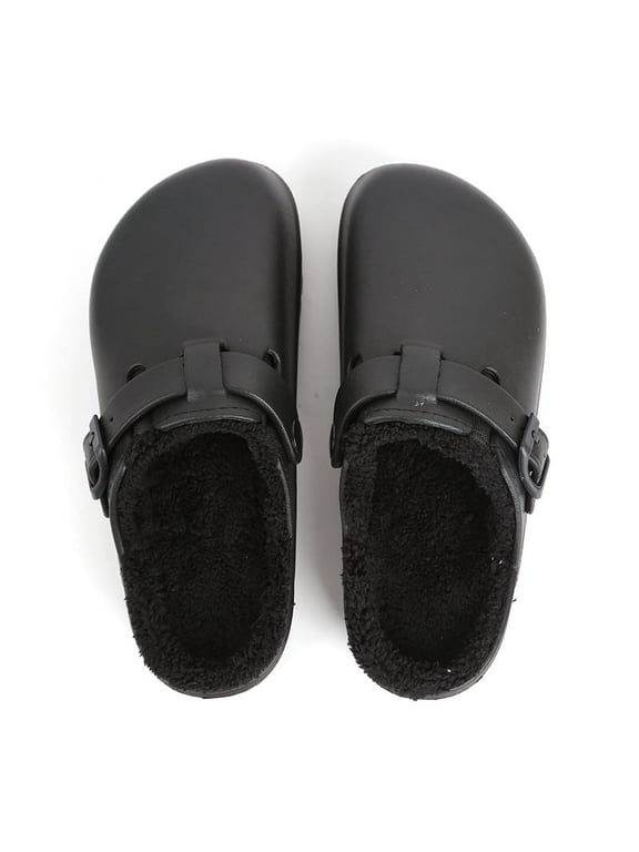 Men's Womens Lined Clogs Warm House Slippers Waterproof Slip on Garden Shoes Nurse Work Shoes Outdoor Indoor Mules