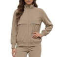 thumbnail image 1 of Men's Womens Long Sleeve Stand Collar Scrub Jacket Medical Uniform Multi Pocket Thick Warm Easy Care Khaki XL, 1 of 5