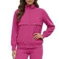 thumbnail image 1 of Men's Womens Long Sleeve Stand Collar Scrub Jacket Medical Uniform Multi Pocket Thick Warm Easy Care Pink XL, 1 of 5