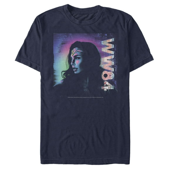 Men's Wonder Woman 1984 Glitch Graphic Tee Navy Blue Large