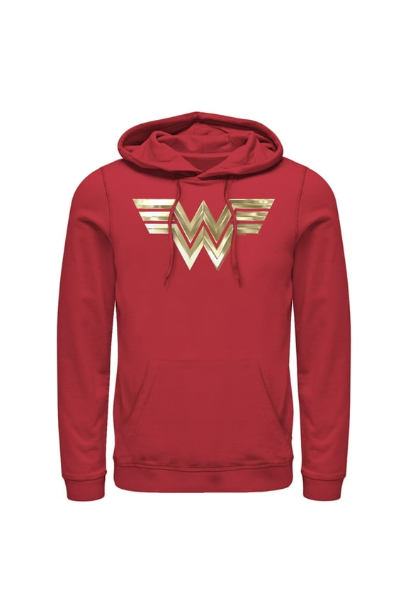 Men's Wonder Woman 1984 Metallic Logo Pull Over Hoodie Red X Large