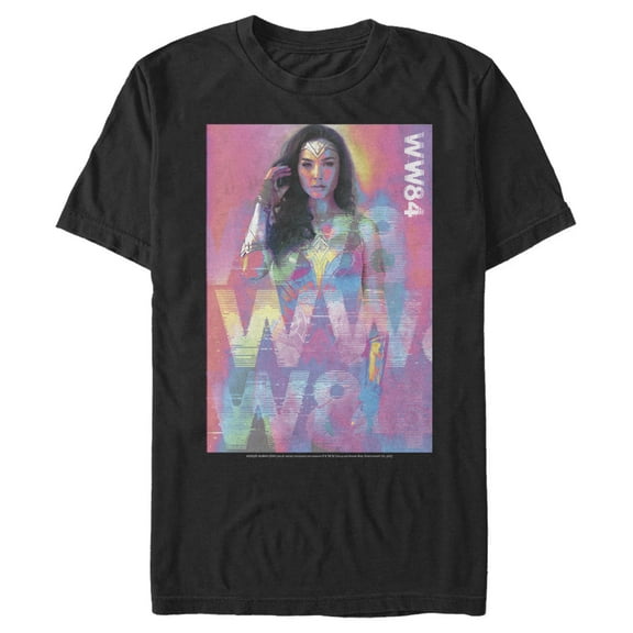 Men's Wonder Woman 1984 Pastel Glitch  Graphic Tee Black Large