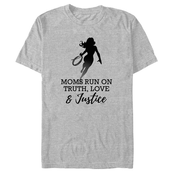 Men's Wonder Woman Moms Run On Truth, Love & Justice  Graphic Tee Athletic Heather 2X Large
