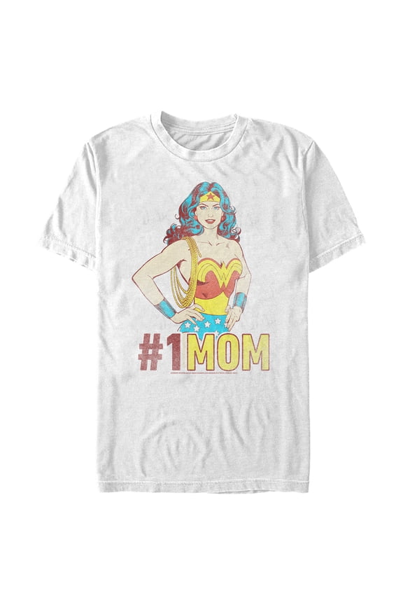 Men's Wonder Woman Number One Mom Graphic Tee White Medium
