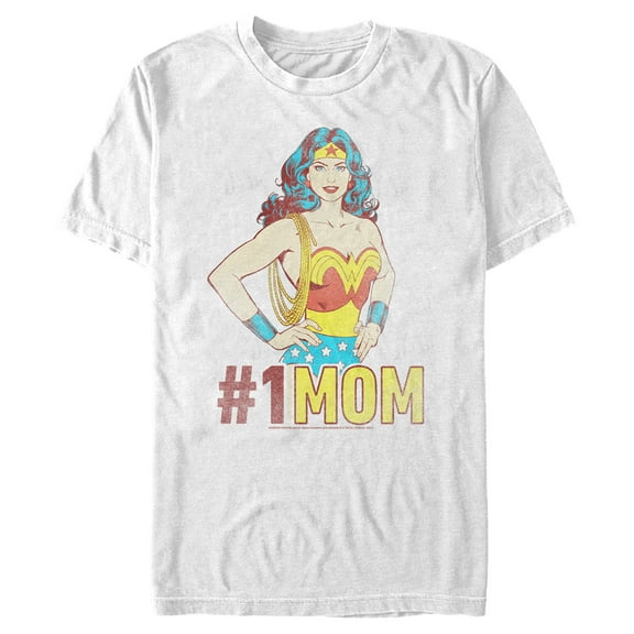 Men's Wonder Woman Number One Mom  Graphic Tee White X Large