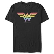 Men's Wonder Woman Rainbow Classic Logo Graphic Tee Black 2X Large