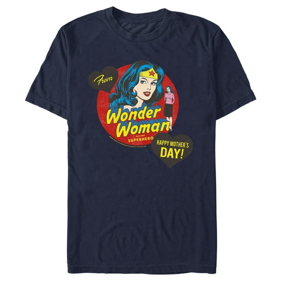 Men's Wonder Woman To a Real Superhero  Graphic Tee Navy Blue X Large