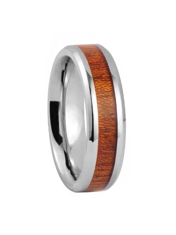 Men's Wood Inlay Comfort Fit 6mm Titanium Wedding Band