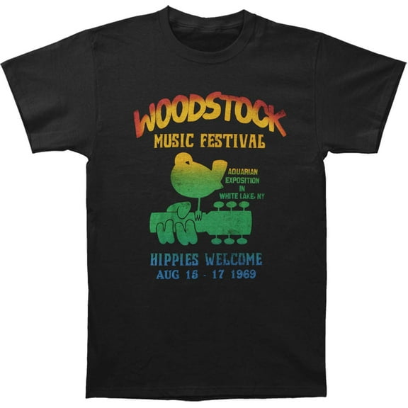 Men's Woodstock Music Festival Slim Fit T-shirt Medium Black