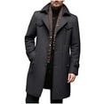 thumbnail image 1 of Men's Wool Blend Coat Warm Winter Trench Coat with Detachable Soft Scarf Single Breasted Pea Coat Outwear (L, Gray), 1 of 6