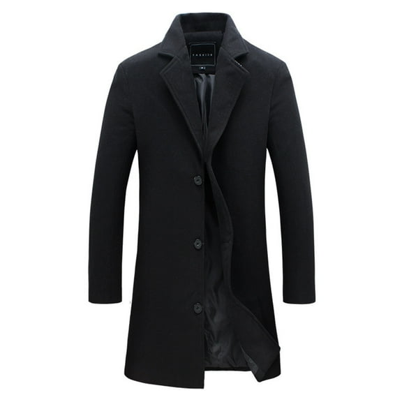 Men's Wool Blend Pea Coat Notched Collar Single Breasted Overcoat Warm Winter Trench Coat Man Fashion Long Sleeve Leisure Outerwear Long Coat Jackets Tops Casual Outwear
