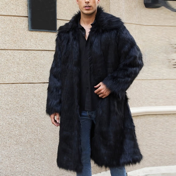 Men's Wool Blend Pea Coat Notched Collar Single Breasted Overcoat Warm Winter Trench Coat Men's Winter Fleece Coat Long Sleeve Solid Color Turn Down Collar Warm Coat