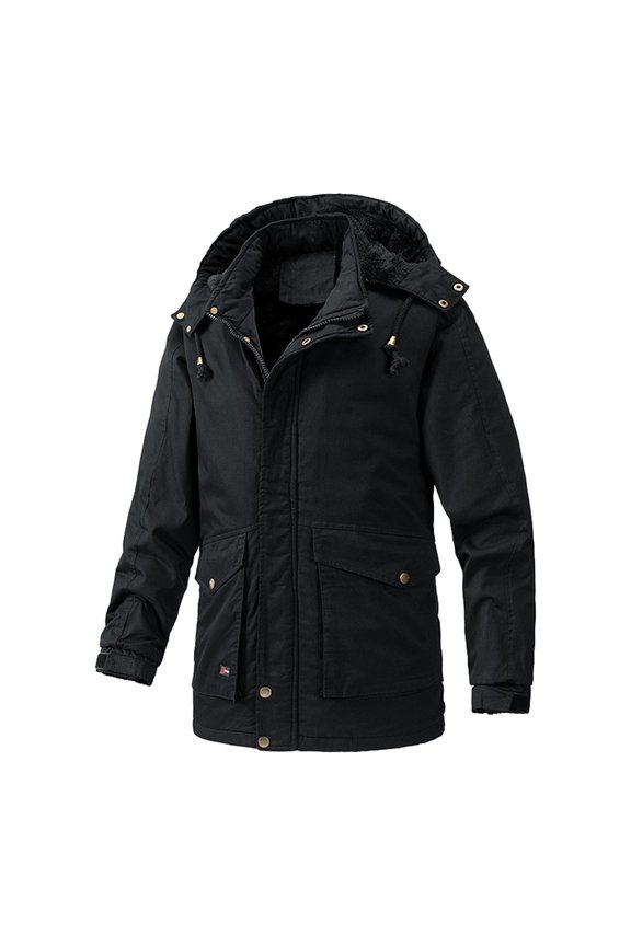 Men's Wool Blend Pea Coat Warm Winter Trench Coat with Detachable Soft Scarf Single Overcoat Zipper Solid Color Body Shape Brown Thick Side Seam Pocket Trench Coat
