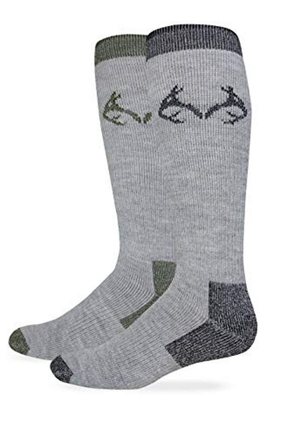 Men's Wool Blend Socks 2 pack, Large Sz. 10-13, Gray/Black/Green - 2/375