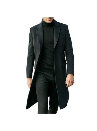 Black Leather Trench Coat Mens Full Length,Leather Duster Coat Long Warm  Winter Overcoat for Men