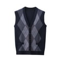 thumbnail image 1 of Men's Wool Blended-Neck Knitted Cardigan Cardigan Sweater Colorblock Casual All-match Sleeveless, 1 of 1