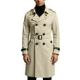 thumbnail image 1 of Men's Wool Jackets & Coats Double Collar Long Jacket Cotton Blend Peacoat Outerwear Clothes, Khaki, Size XXXXL, 1 of 5