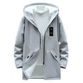 thumbnail image 1 of Men's Wool Jackets & Coats Mid Long Jacket Casual Belted Overcoat Fall Classic Long Jacket Overcoat Business Clothes, Grey, Size L, 1 of 6