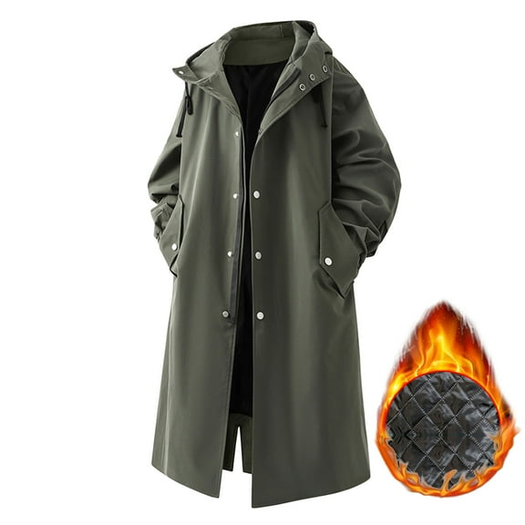 Men's Wool Jackets & Coats Notched Lapel Casual Belted Windbreaker Notched Lapel Belt Fall Windproof Coat Outdoor Wear Clothing, Army Green, Size M
