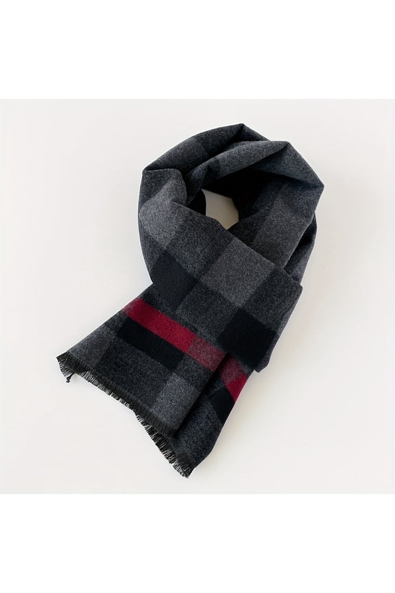 Men's Wool Scarf - Thick Winter Warm Neck Warmer, British Style Wool Fiber Cold Weather Accessory, Cozy Gift for Him, Versatile for Casual & Formal Wear