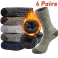 thumbnail image 1 of Men's Wool Socks, 6 Pairs, Extra Thick Warm Hiking Socks, Outdoor Sports Socks Suitable for Cold Weather-USA, 1 of 6