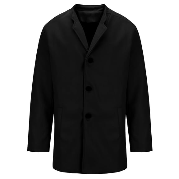 Men's Wool Trench Coat Single Breasted Wool Blend Premium Coat Winter Plus Size Coats Fashion Casual Solid Color Long Sleeve Buttons Pockets Black M