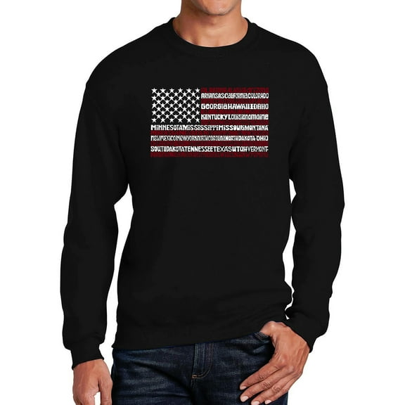 Men's Word Art Crewneck Sweatshirt - 50 States USA Flag