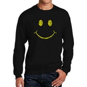 Men's Word Art Crewneck Sweatshirt - Be Happy Smiley Face