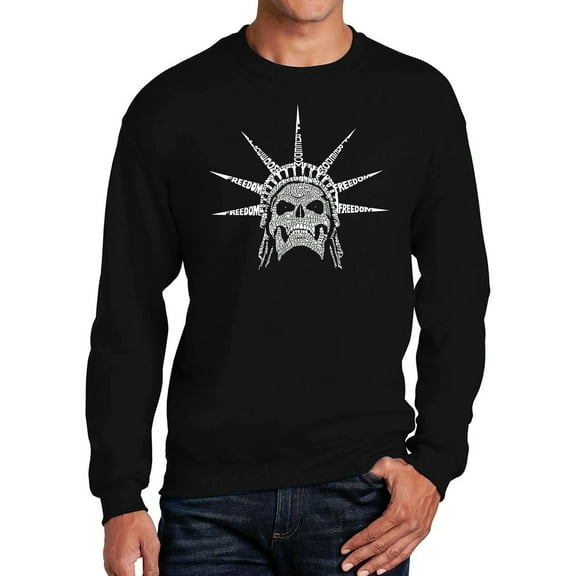 Men's Word Art Crewneck Sweatshirt - Freedom Skull