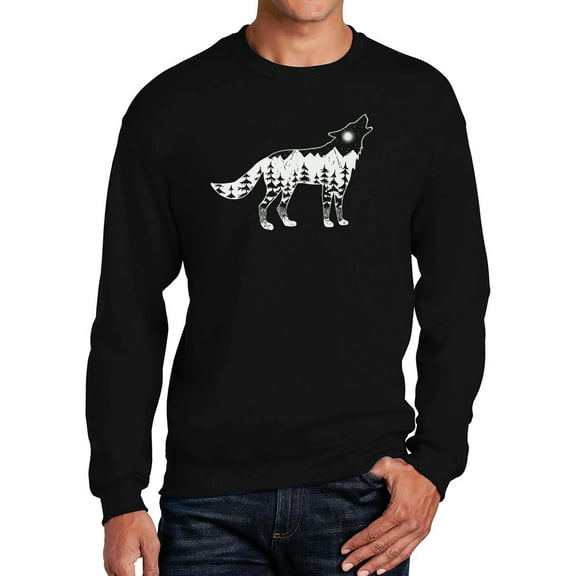 Men's Word Art Crewneck Sweatshirt - Howling Wolf