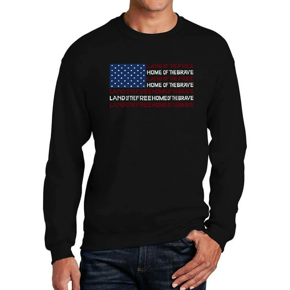Men's Word Art Crewneck Sweatshirt - Land of the Free American Flag