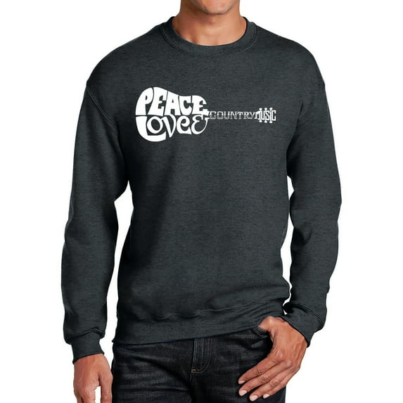Men's Word Art Crewneck Sweatshirt - Peace Love Country
