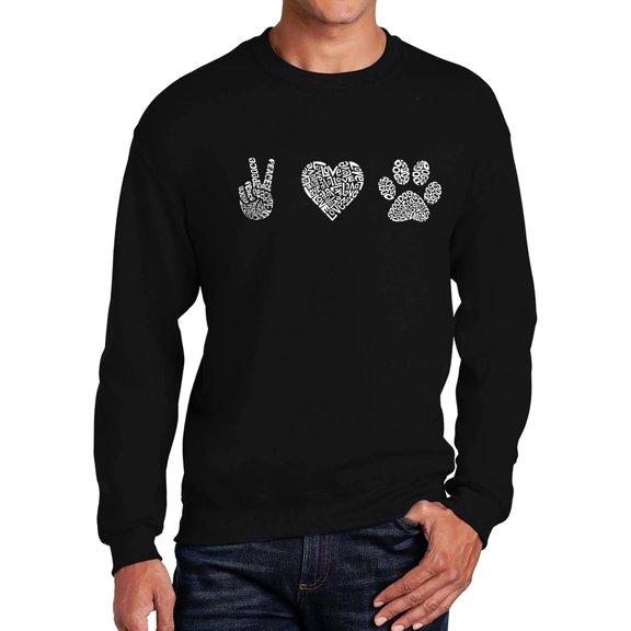 Men's Word Art Crewneck Sweatshirt - Peace Love Dogs