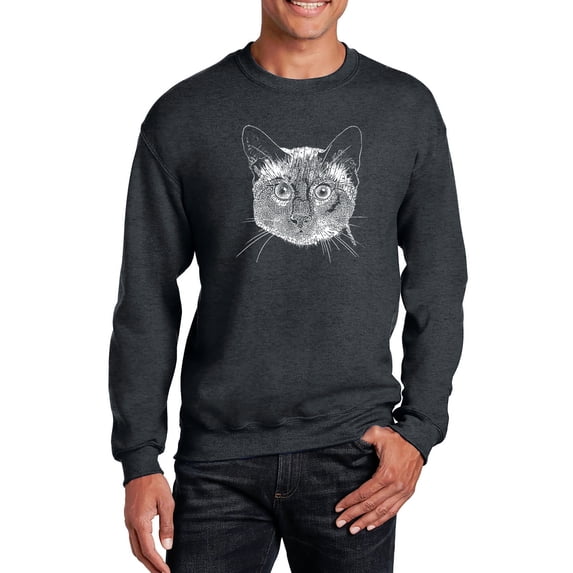 Men's Word Art Crewneck Sweatshirt - Siamese Cat