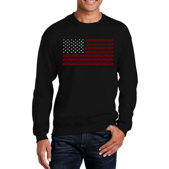 Men's Word Art Crewneck Sweatshirt - USA Flag